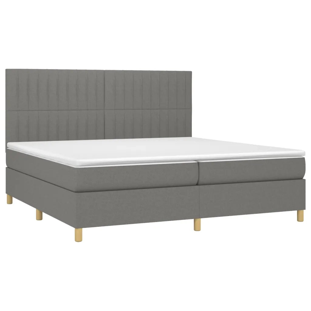 Giroletto a Molle con Materasso Grigio Scuro 200x200 cm Tessuto 3142522