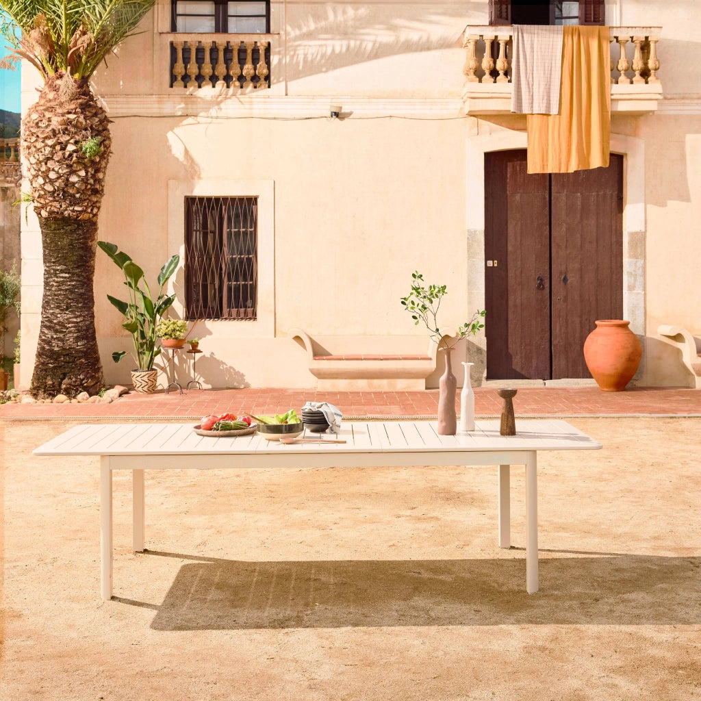 Tavolo da giardino allungabile in alluminio, 10 posti, beige