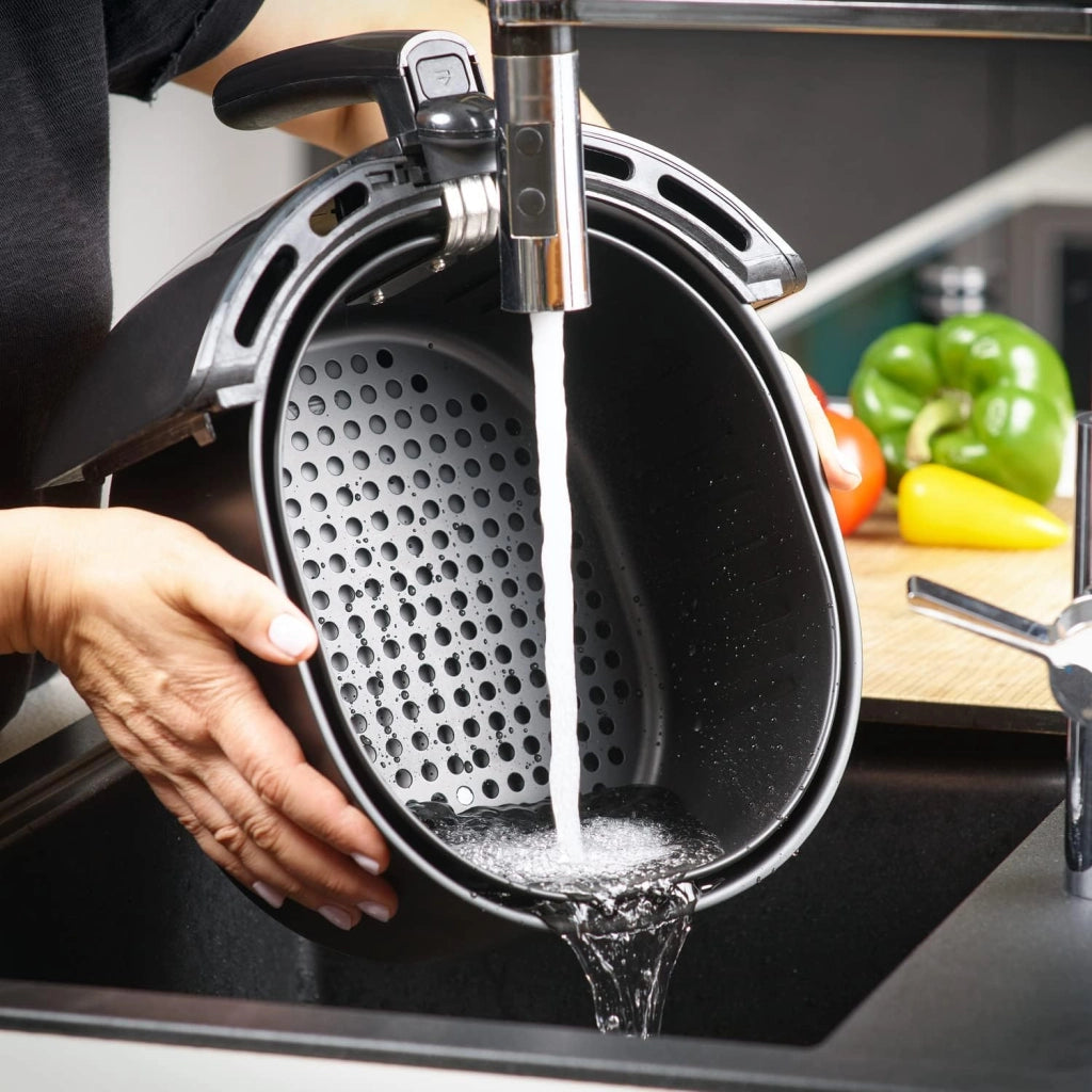 Friggitrice ad Aria Calda 9in1 XXL 6,5L LED Touch Display Senza Olio Antiaderente Air Fryer 1850W Nera