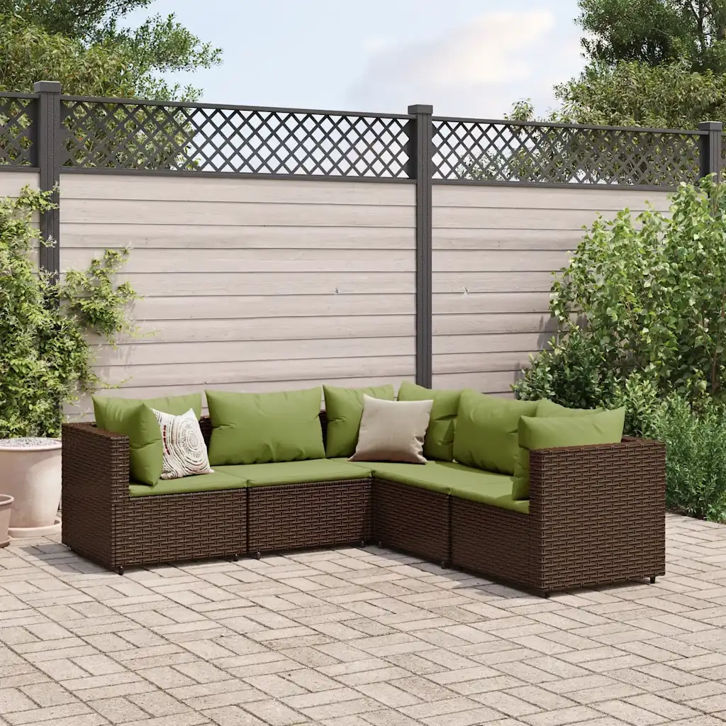 vidaXL Set Divani da Giardino 5 pz con Cuscini Marrone in Polyrattan