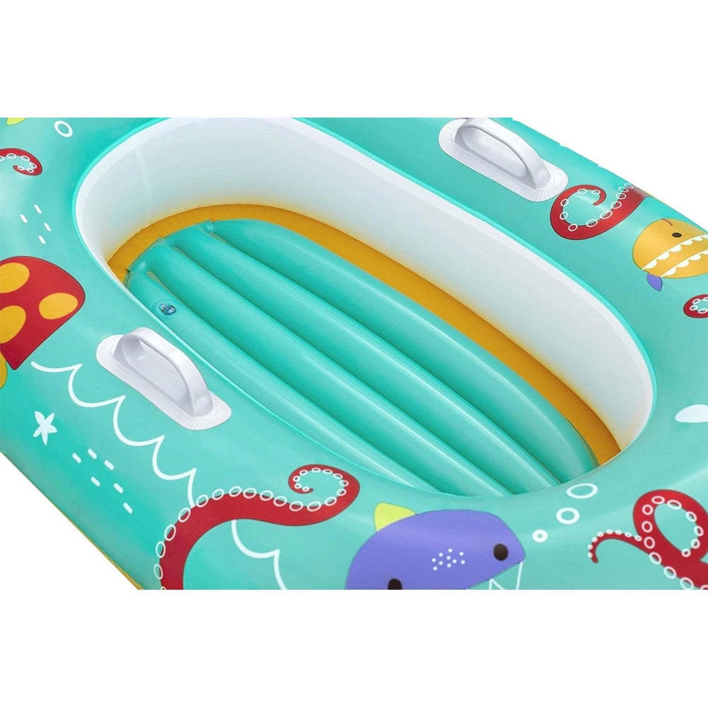 Trade Shop - Canotto Canottino Gonfiabile Per Bambini Balena Pesci Granchio Felice 119x79cm 34009 -