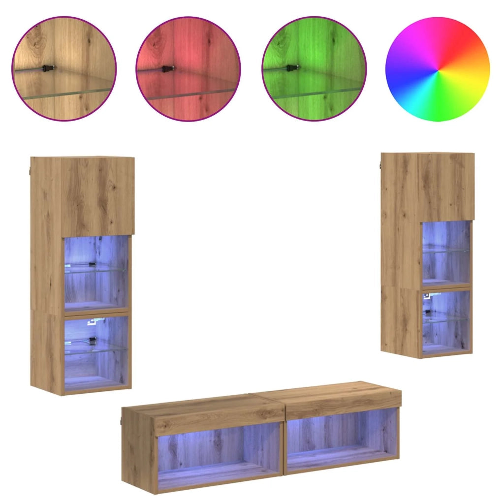 Unità TV da Parete 6 pcs Rovere artigianale Legno multistrato 3402930