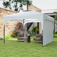 Gazebo da Giardino 3x3 m ad Altezza Regolabile su 3 Livelli, in Poliestere e Acciaio, Bianco
