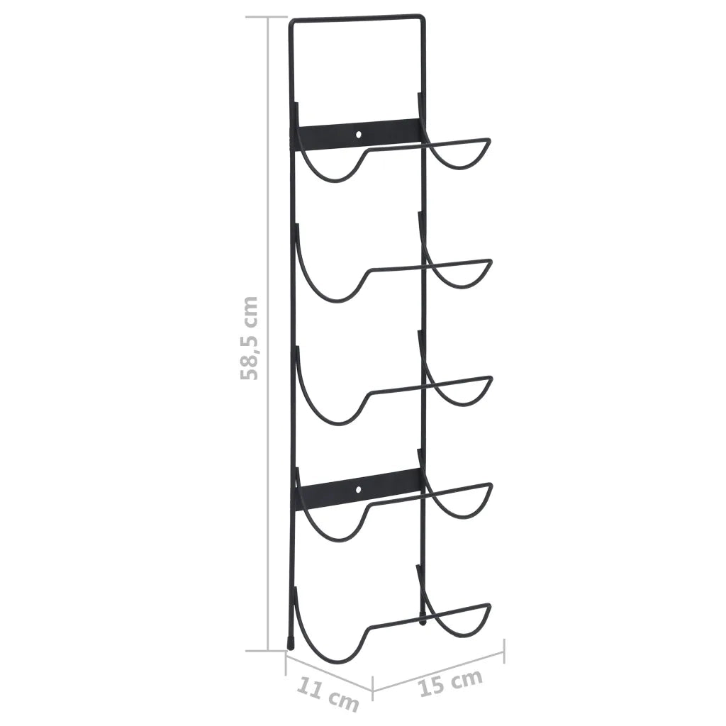 Portavini da Parete per 5 Bottiglie Nero in Ferro CFW7486033