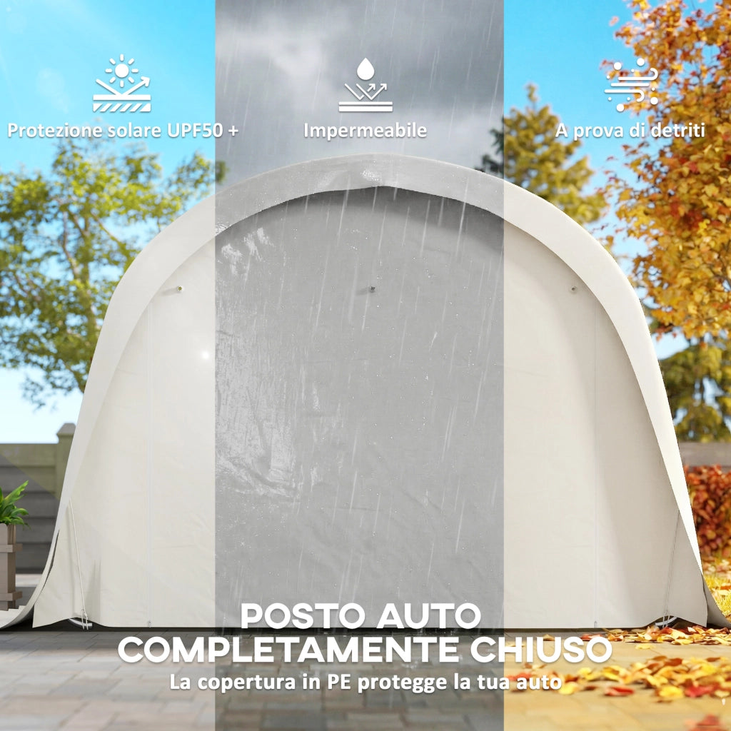 Tenda Garage Esterno ¨C zephmum ¨C 3.6x7.2 m Crema Telaio Zincato UV50+