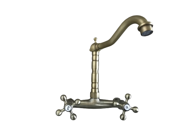Rubinetto a parete bronzato vecchio ottone vintage completo
