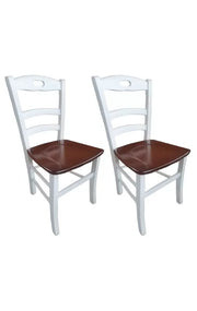 Set 2 sedie shabby bicolore legno seduta legno 46x43x89 - Mobili 2G