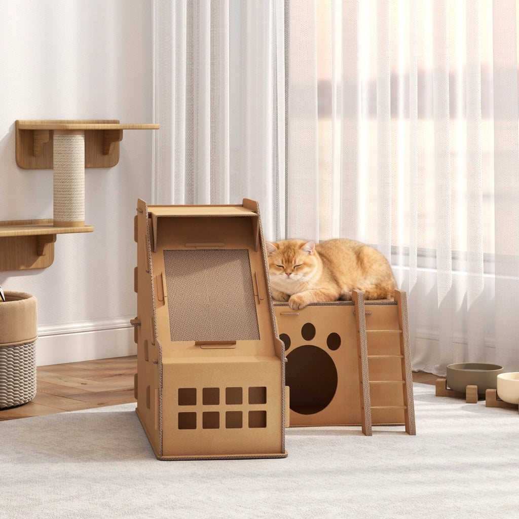 Castello Gatto Rascador 2 in 1 ¨C zephmum ¨C 67x66x57 cm Marrone