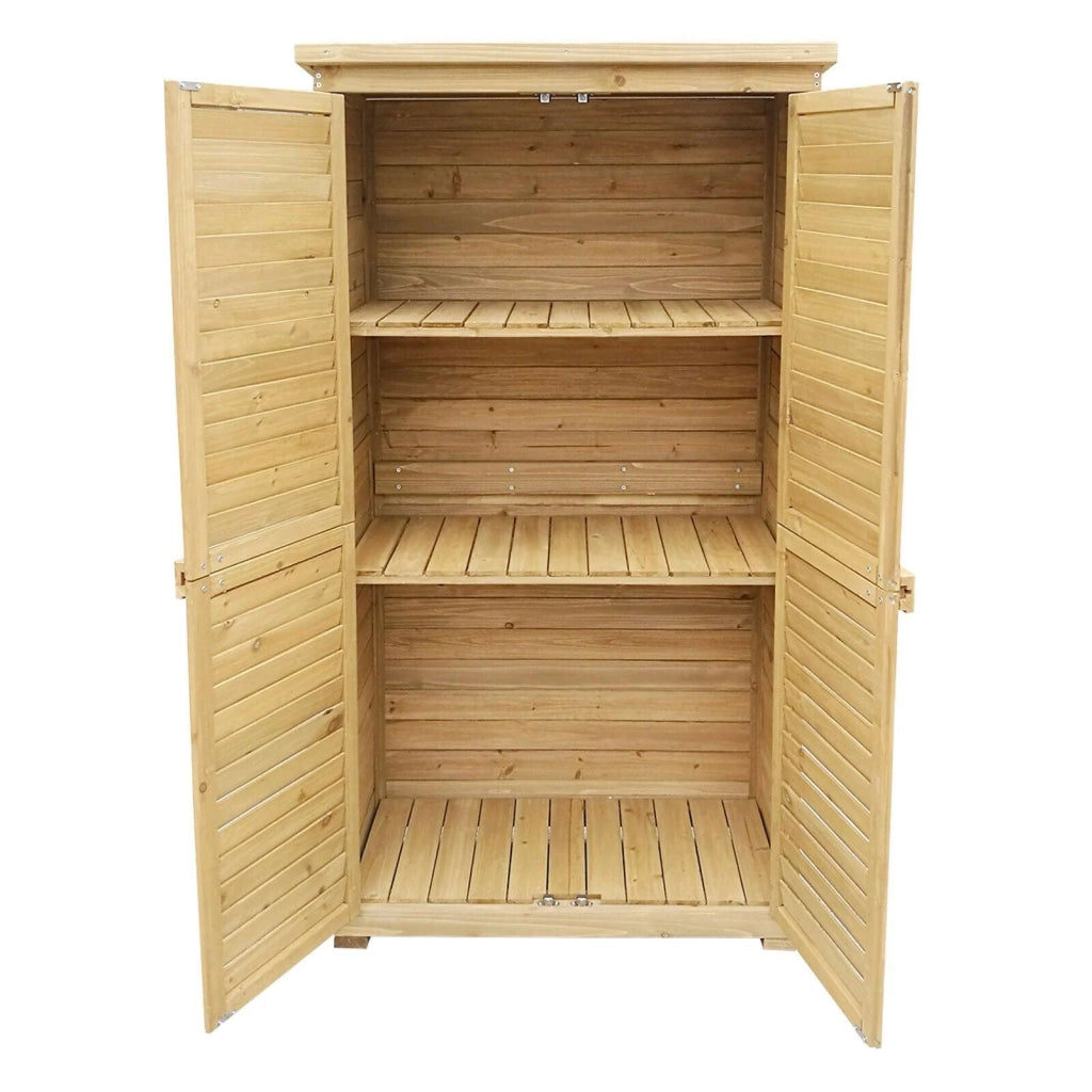 Armadio da giardino con ante a doghe 160 cm legno di abete rosso tetto in bitume 16_0002170