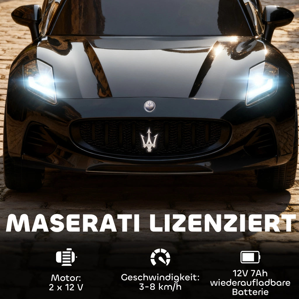 Auto Elettrica Maserati per Bambini 2 Posti ¨C Xylo ¨C 12V con Telecomando LED Musica Nero
