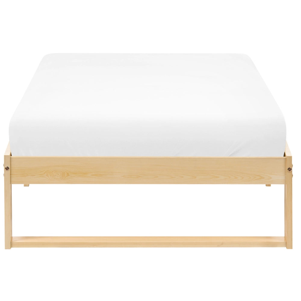 Letto singolo in legno di pino 90 x 200 cm con 3 gambe marrone chiaro stile minimalista