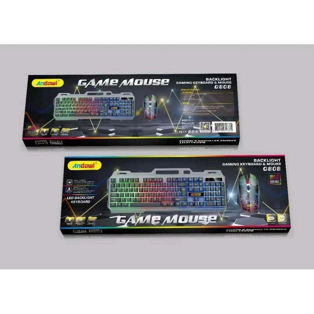Trade Shop - Set Tastiera Mouse Da Gioco Tasti Retroilluminati Rgb Lingua Inglese Usa Q808 -