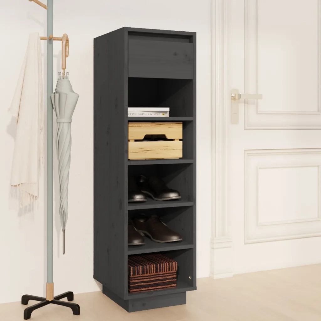 Scarpiera | Mobile per scarpe Grigia 30x34x105 cm in Legno Massello di Pino
