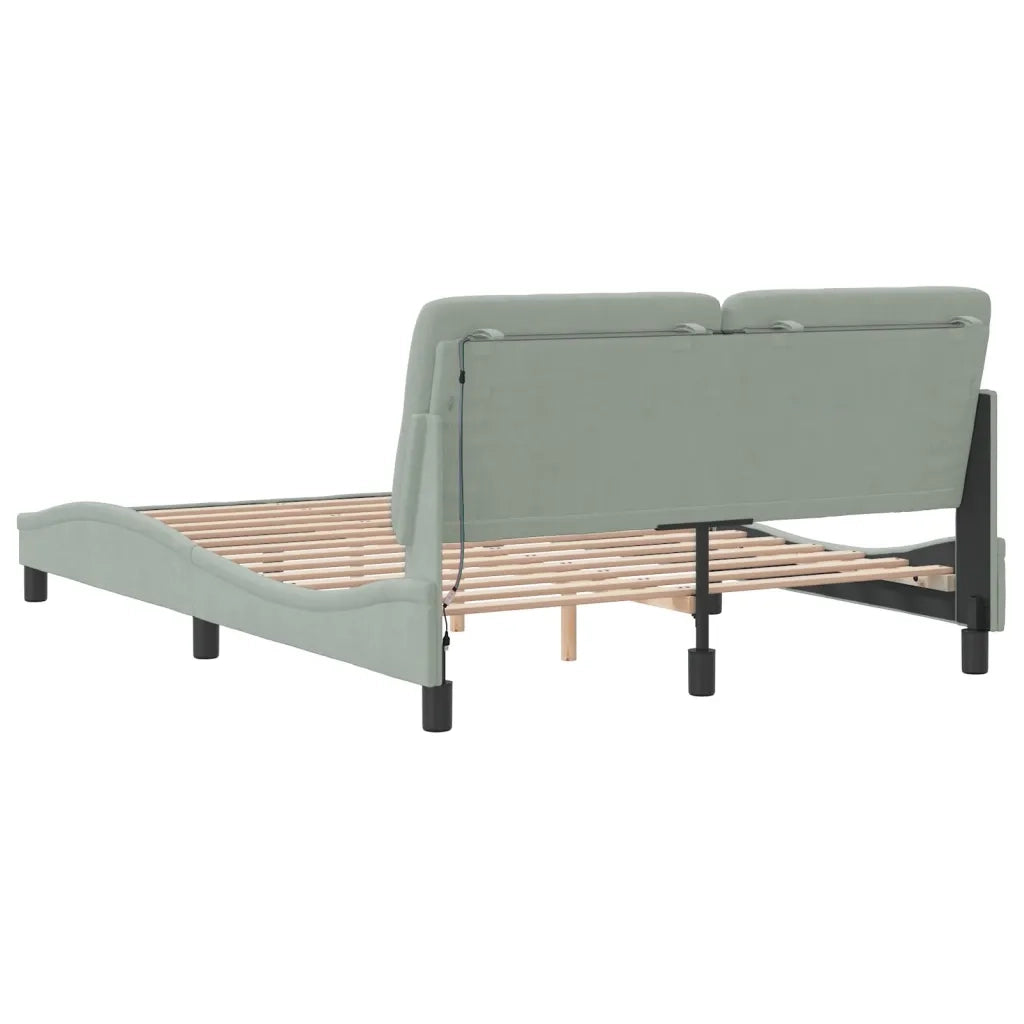 Giroletto con LED senza Materasso-Struttura Letto Grigio Chiaro 120x200 cm in Velluto
