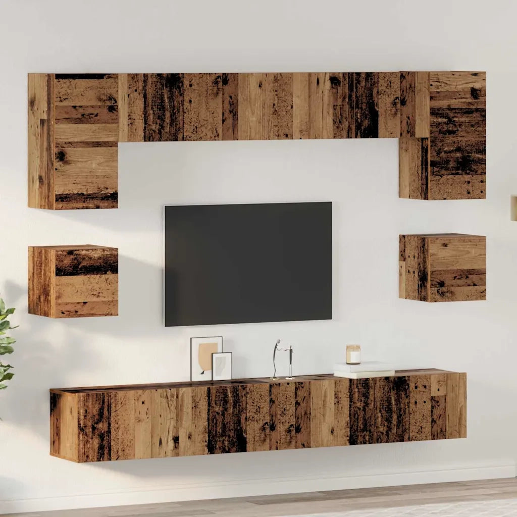 Set mobile TV 8 pz-Set di 8 Credenza per TV Legno vecchio Legno multistrato 803500