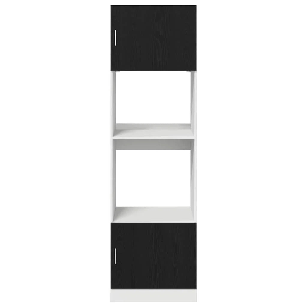 Mobile da cucina moderno da parete con ampio spazio di stoccaggio 60 x 57 x 207 cm legno ingegnerizzato nero 02_0055923