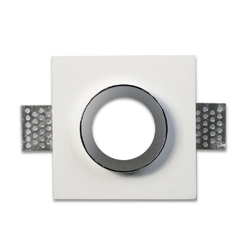Trade Shop - Portafaretto Incasso Gesso Verniciabile Quadrato 10x10 Cm Scomparsa Gu10 Gs-10 -