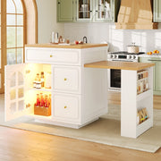 ISOLA CUCINA ESTENSIBILE 122,5-195,5x59x93,5 cm MDF BIANCO con LED RGB