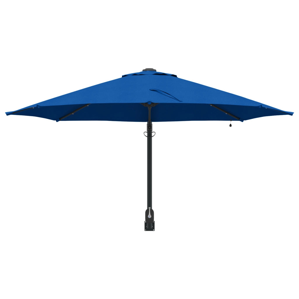 Ombrellone da Giardino Montato a Muro con LED Blu Azzurro 248 cm