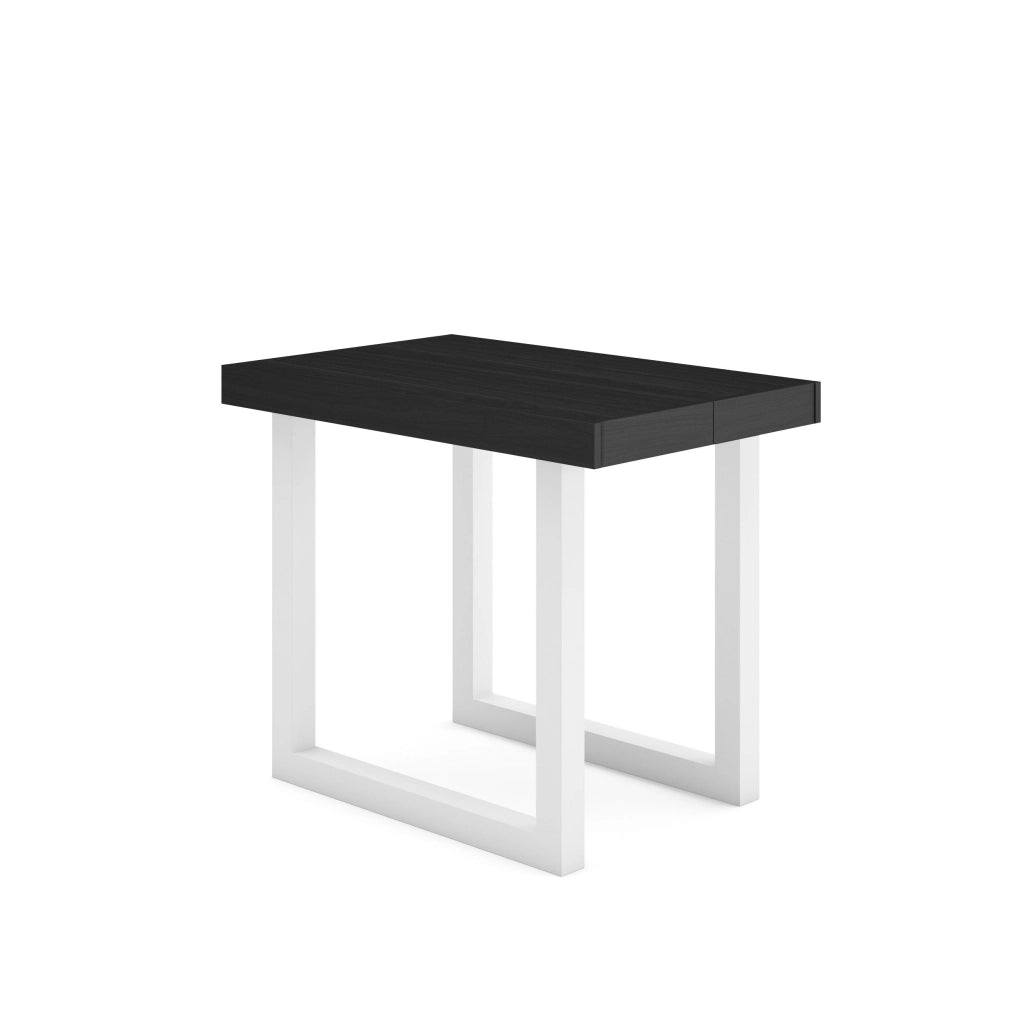 Consolle allungabile, 58 fino 180x90x73cm, Per 8 persone, Gambe in legno, Bianco e nero RF2778