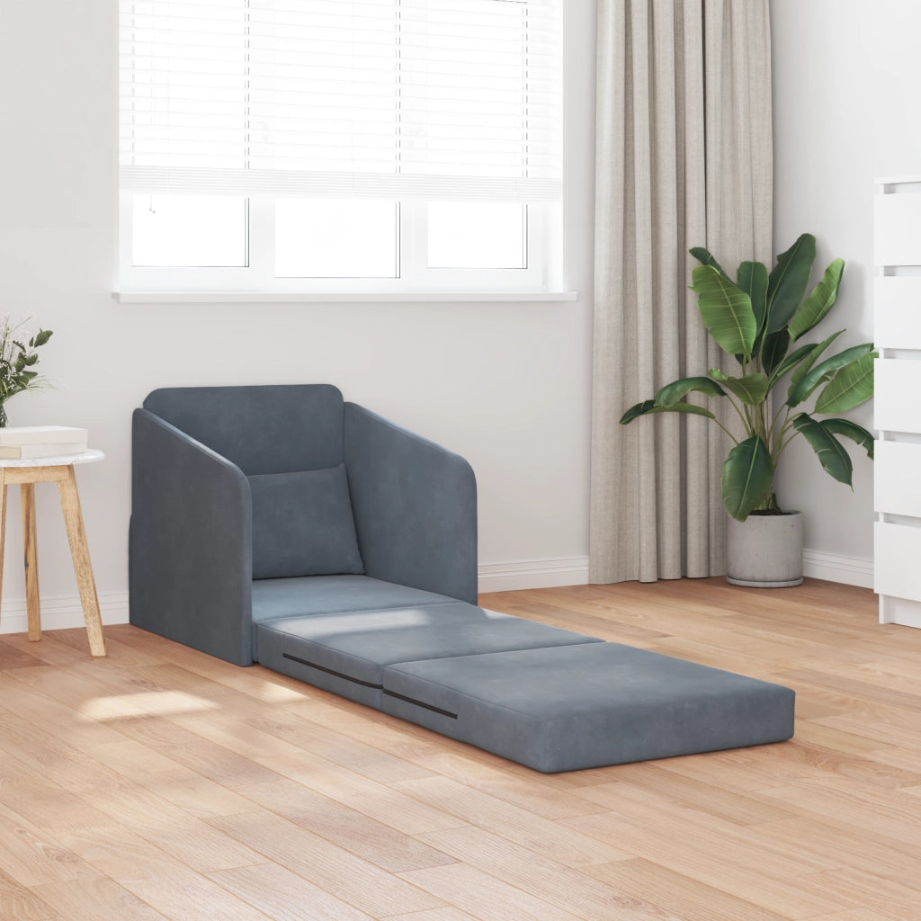 Divano Letto Pieghevole 2-in-1 Grigio Scuro 65x80x83 cm Velluto