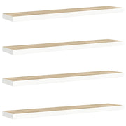 4 pz Scaffali a Parete | Ripiano a parete | Mensole a Parete Rovere e Bianco 120x23,5x3,8 cm in MDF