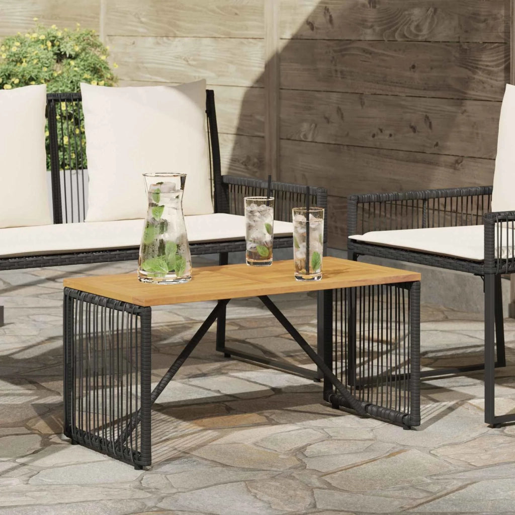 Tavolo da Esterno Nero e Marrone 80 x 40 x 40 cm polyrattan 42025164