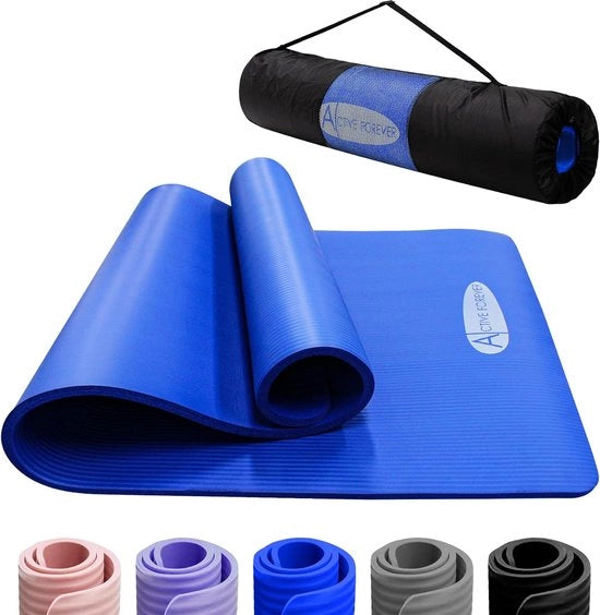 Mat di yoga per donne e uomini, schiuma NBR, mat di yoga per donne e uomini, alta densità, antiscivolo, panno di allenamento con tasca libera, borsa portatile, per yoga, pilates, HIT, a casa, allenamenti e palestra (rosa)