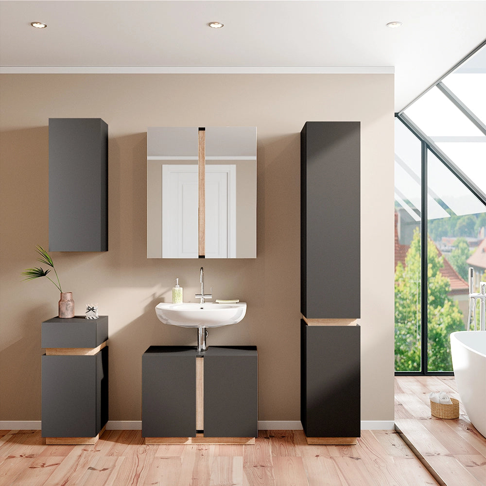 Vicco Set di mobili da bagno Antracite 4 parti