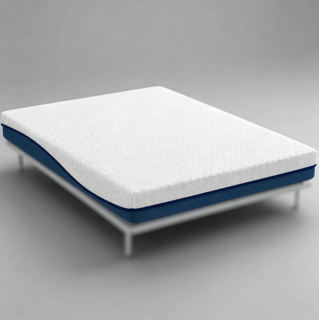 Materasso 90x190 cm bianco e blu in poliestere, memory foam gel