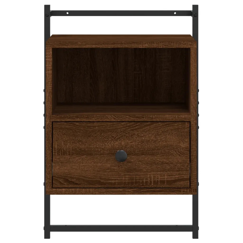 Comodino | Armadio da Notte | Mobiletto da notte a Muro Rovere Marrone 40x30x61 cm Legno Multistrato
