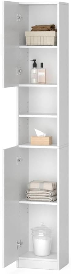 Mobile bagno alto Luis, Bianco, 32 x 190 cm, combinabile con la serie Luis per riporre oggetti in bagno