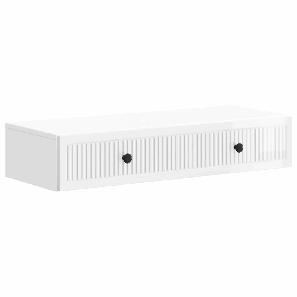 Tavolino da Parete Laterale Bianco Lucido 87,5 x 34,5 x 17 cm 897989