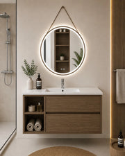 Mobile bagno con lavabo ORIGENBATH ZEUS senza specchio 120x45 cm 1 vasca Sinistra frassino tea