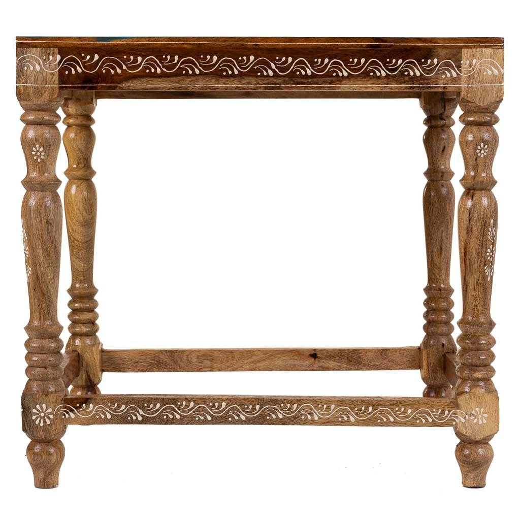 Tavolino in legno dipinto a mano marrone 48x33x46h
