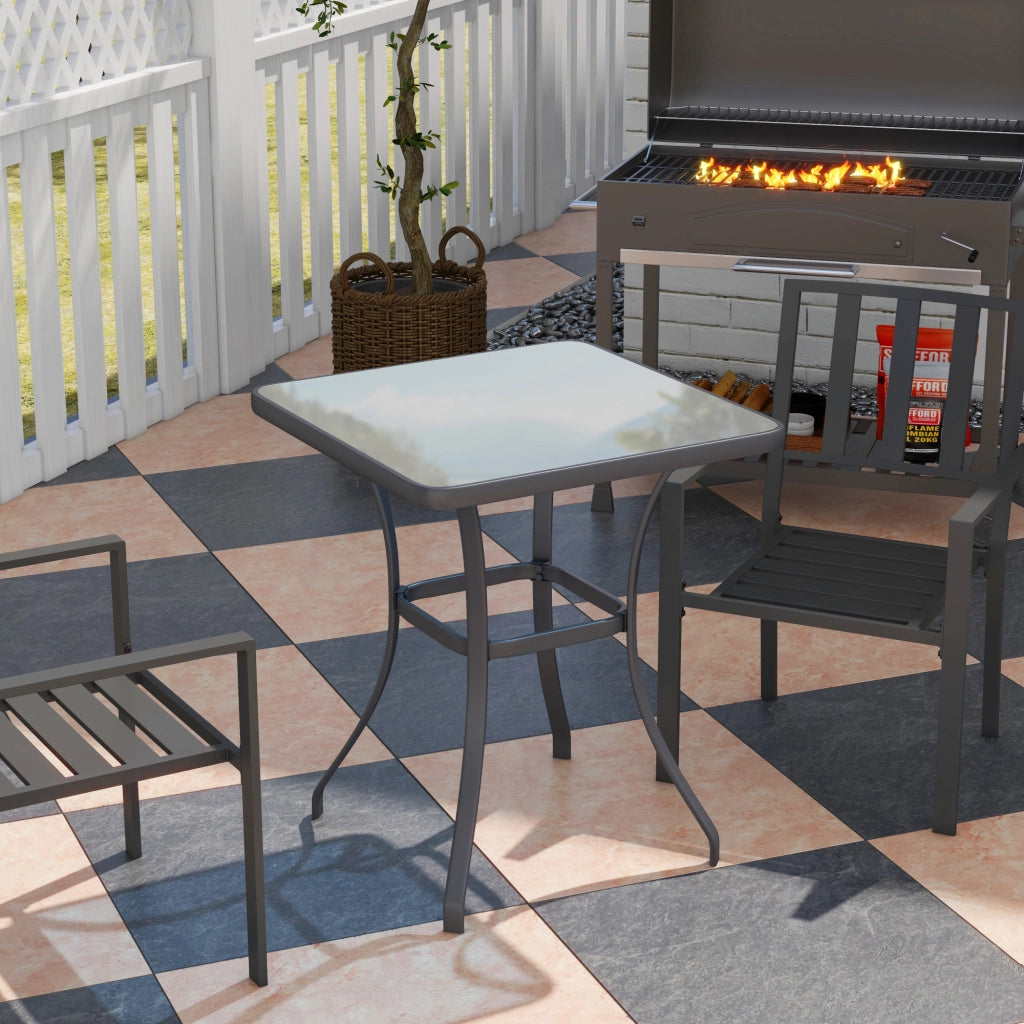 TAVOLO Bistrot quadrato 68,5x68,5x84 cm Nero in metallo e vetro