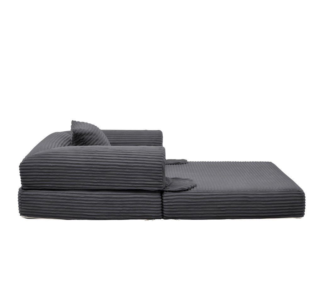 POLTRONA LETTO 33x33x95 cm Tessuto Corda Grigio con cuscino