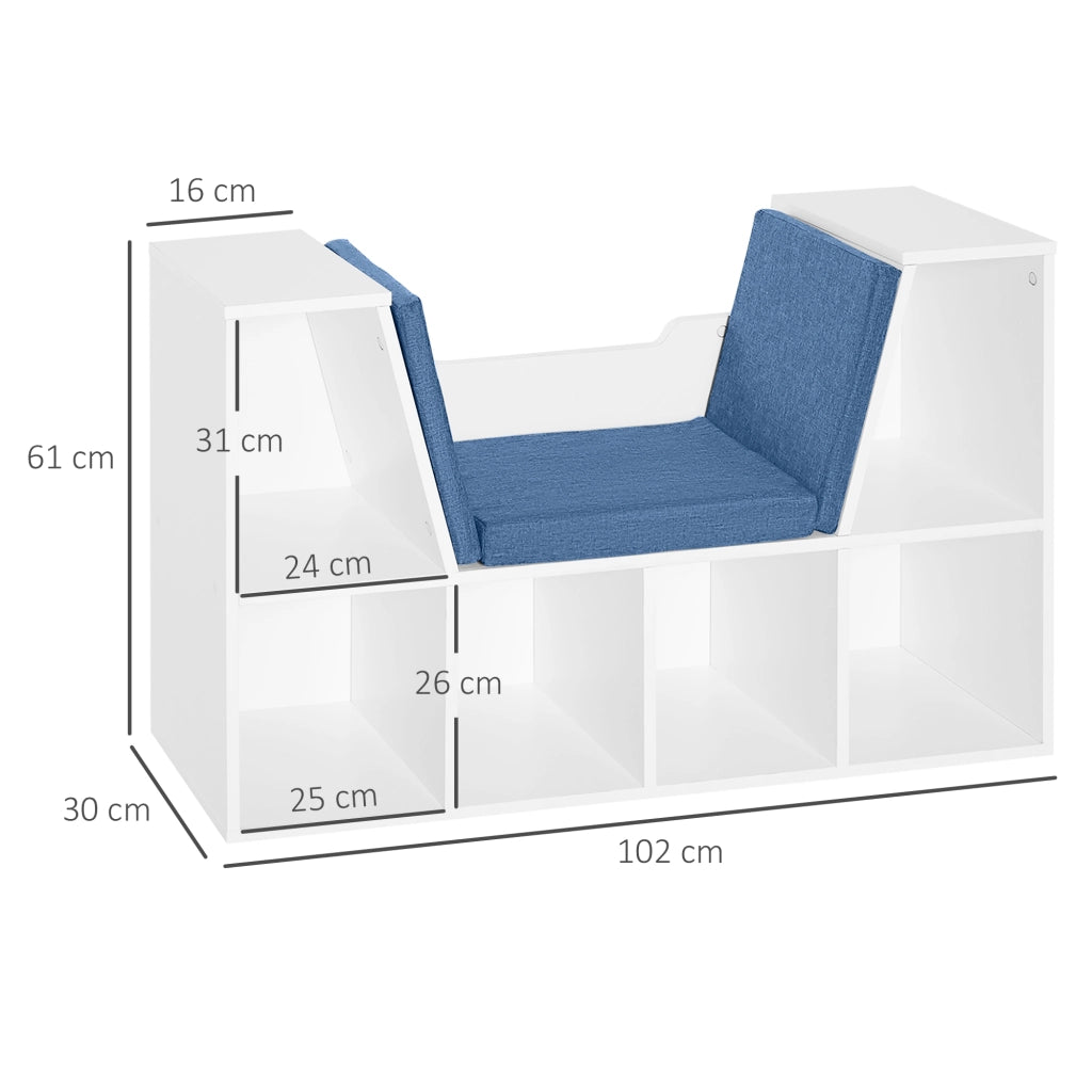 Libreria a cubi con panca ¨C zephmum ¨C blu, legno, 102x30x61 cm
