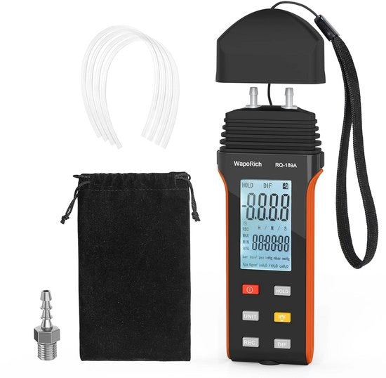 Differenziale Drukmetro Digitale per Pressione di Gas con 11 Unità di Misura e Kit di Sonda