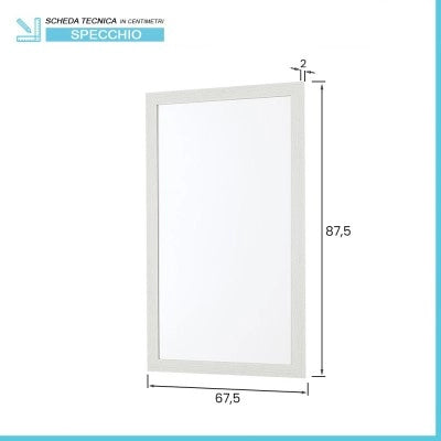 Specchio bagno 67x87 cornice bianco effetto legno reversibile Wood