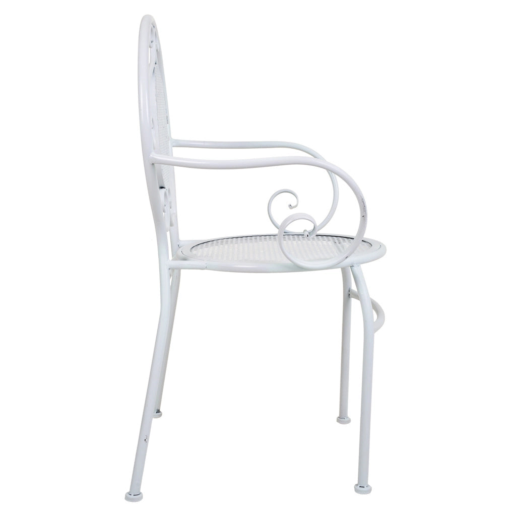 Poltrona in ferro battuto bianco 58x54x88h