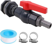 Kit di Fissaggio Spigotto Barb per Tubi PVC con Valvola a Sfera e Adattatore per Tubo Giardino Barb 20mm (3/4")