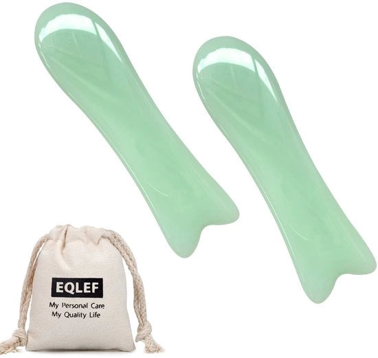 Set di 2 Schrappe Guasha in Jade Naturale