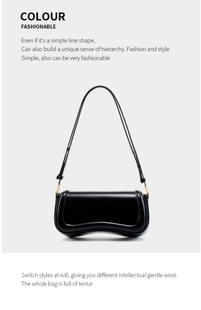 Borsa a tracolla da donna in vera pelle nera