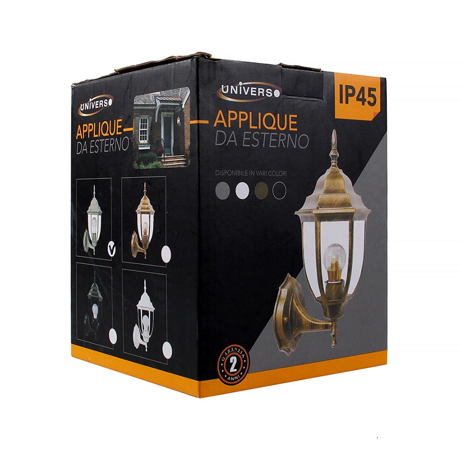APPLIQUE DA ESTERNO LANTERNA DA PARETE GRIGIA IP45 CON ATTACCO E27 - PER ILLUMINAZIONE ESTERNA DI CASE GIARDINI E INGRESSI