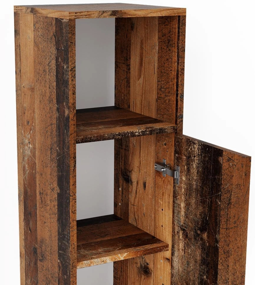Mobiletto bagno Kiko, Rovere rustico, 30 x 95 cm, combinabile con la serie Kiko per la conservazione in bagno