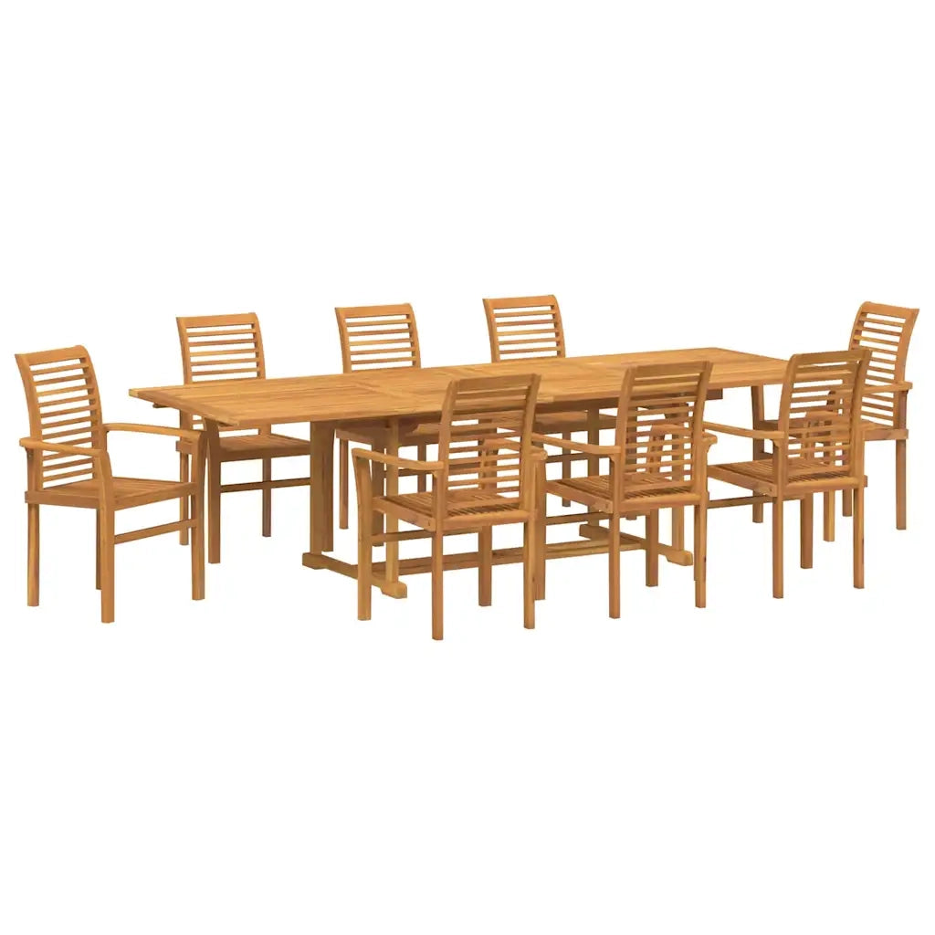 vidaXL Set da Pranzo per Giardino 9 pcs Marrone 280 x 100 x 75 cm