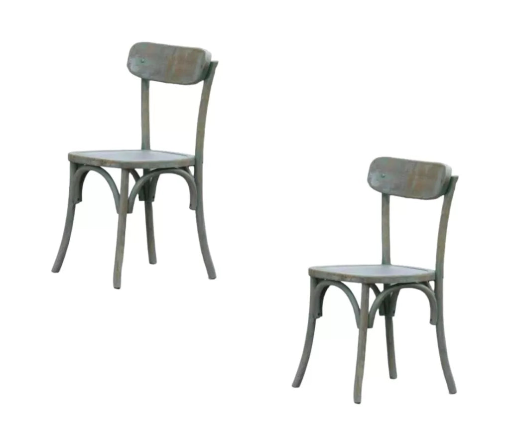 Set 2 sedie in legno verde consumato effetto shabby 44x42x86 - Mobili 2G