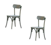 Set 2 sedie in legno verde consumato effetto shabby 44x42x86 - Mobili 2G