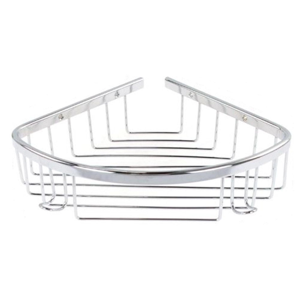 Trade Shop - Mensola Angolare Per Doccia Bagno Cromata Lucida Cestino Porta Oggetti Acciaio 87901 -